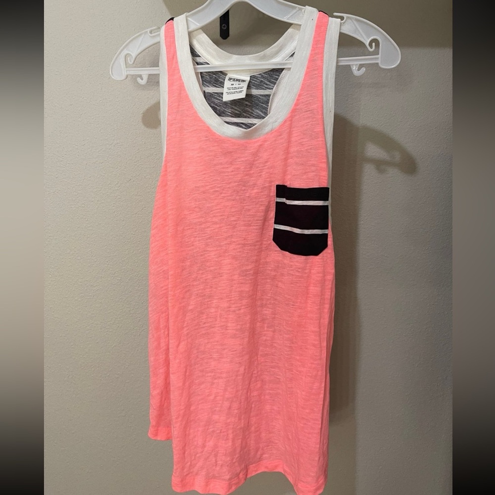 PINK Victoria's Secret Neon Pink Tank with White Trim